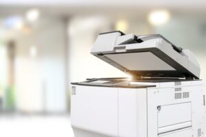 Copier or photocopier or photocopy machine office equipment workplace for scanner or scanning document or printer for printing paperwork hard copy paper duplicate copy or service maintenance repair.